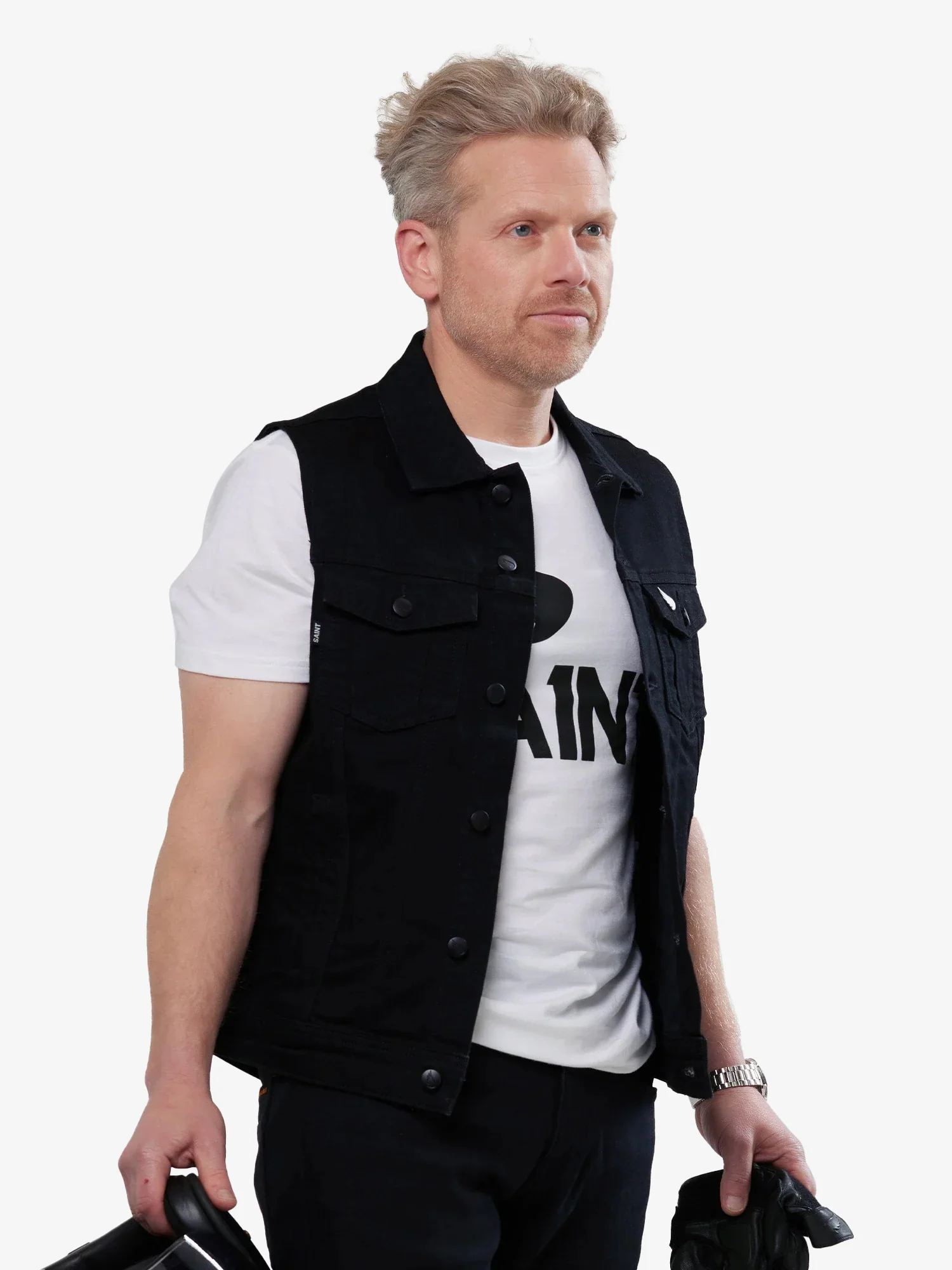 SA1NT Moto Denim Vest | Black - Image 2